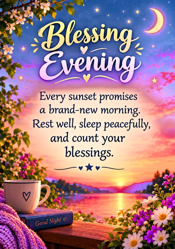 Short Blessed Evening Captions & Free Images